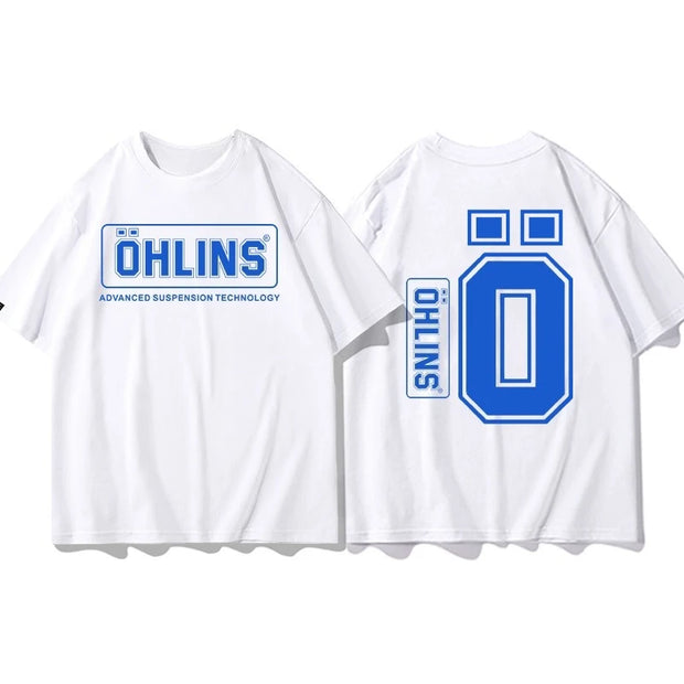 OHLINS Motorcycle Shock Absorber Printed Short-sleeved T-shirt Men's 2025 New Summer Racing Fans Trendy Harajuku Top T-shirt
