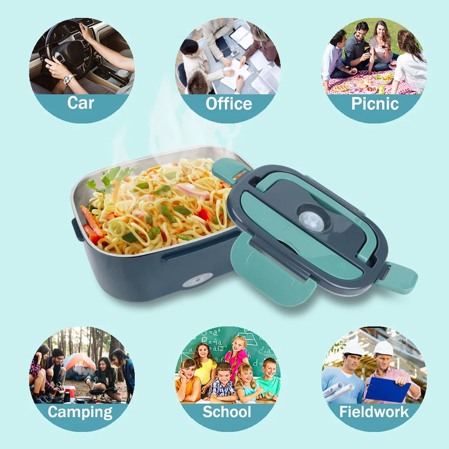 1.5 L 60W Electric Lunch Box Food Warmer Portable Food Heater for Car Or Home - Leak Proof 304 Stainless Steel Liner