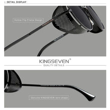 KINGSEVEN Fashion Steampunk Vintage Sunglasses Men Round Lens Polarized Eye Protection Glasses Driving Men's Eyewear