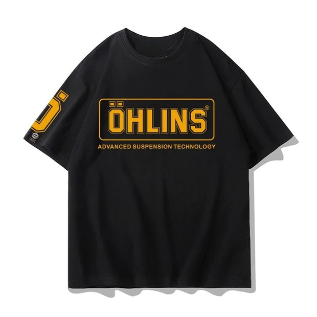 OHLINS Motorcycle Shock Absorber Printed Short-sleeved T-shirt Men's 2025 New Summer Racing Fans Trendy Harajuku Top T-shirt