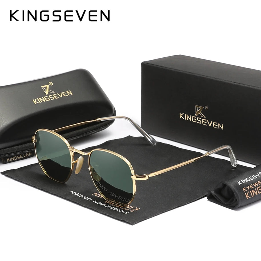 KINGSEVEN New Fashion Polygon Sunglasses Men Women‘s Polarized UV400 Eye Protect Lens Glasses Round Frame Outdoor Causal Eyewear