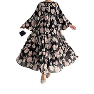 Muslim Women Dresses Flower Print Abaya Sashes Eid Ramadan Morocco Vestidos Dubai Jalabiya Kaftan Islam Arab Long Robe Abayas