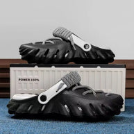 Fashion Men's Outdoor Non-slip Sandals Summer Durable Beach Shoes Thick Bottom Hollow-Out EVA Breathable Slip-On Slippers Couple
