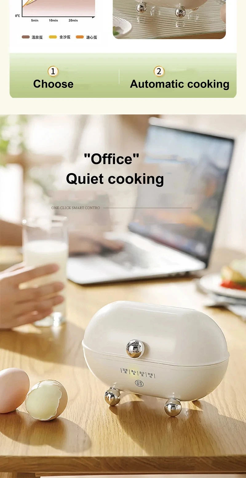 Egg Cooker Portable Low Power Student Dormitory Mini Breakfast Machine Automatic Power Off Electric Steamer Kitchen Tool 120W