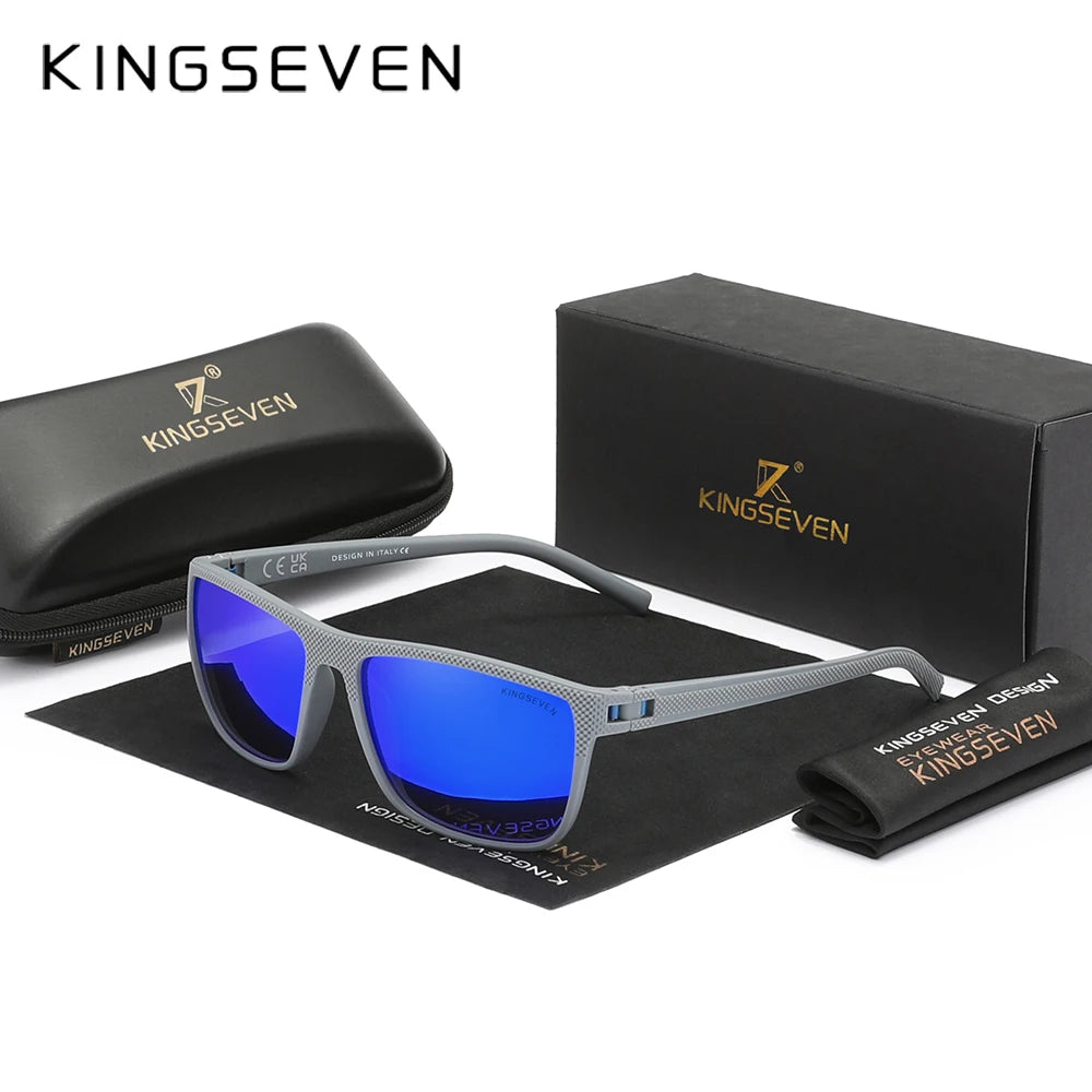 Kingseven Mirror Lens Sunglasses For Men And Woman HD Polarization UV400 Eye Protection Glasses Graininess Scrub Design Eyewear