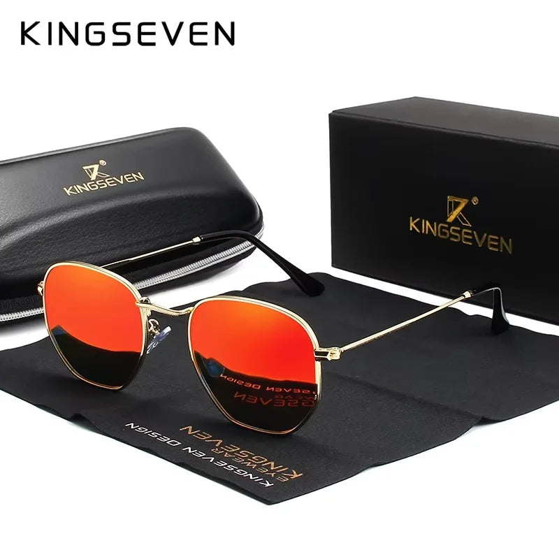 KINGSEVEN Fashion Classical Women Sunglasses Men Polarized UV400 Ladies Round Thin Frame Glassses Luxury Causal Driving Eyewear