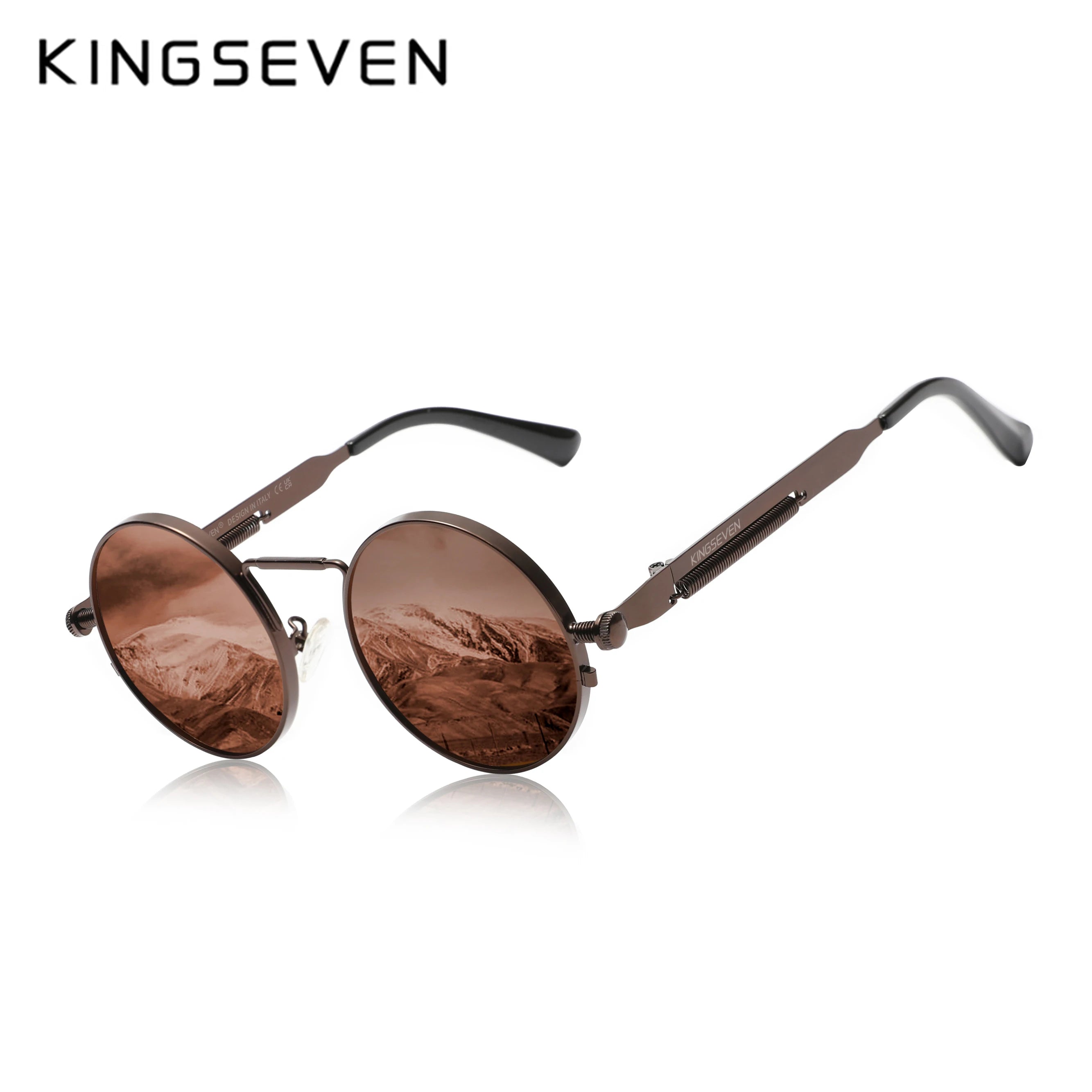 KINGSEVEN Brand Retro Sunglasses Gothic Steampunk Polarized UV400 Men Women Eyewear Round Frame Outdoor Photochromic Glasses