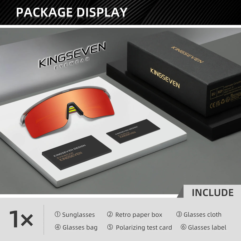 KINGSEVEN Brand Cycling Sunglasses Men Women Bicycle Glasses Climbing Anti-UV Bike Sports Large Frame