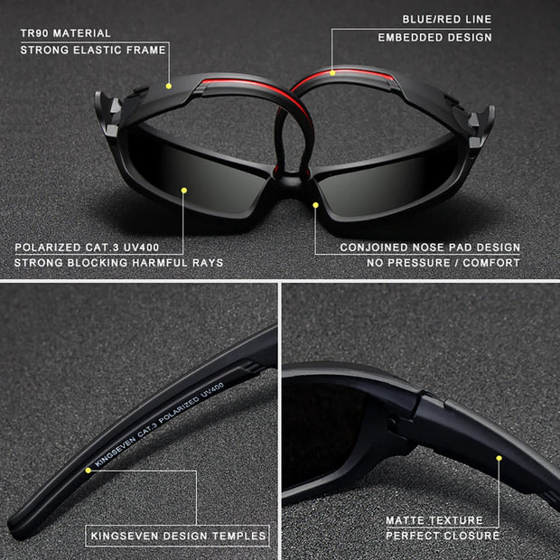 KINGSEVEN Outdoor Sports Riding Sunglasses Men Polarized UV400 Lens Glasses TR90 Women Road Cycling Causal Fishing Male Eyewear