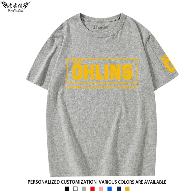 2025 new OHLINS motorcycle shock absorber modified T-shirt clothing casual fashion brand men's and women's short sleeves