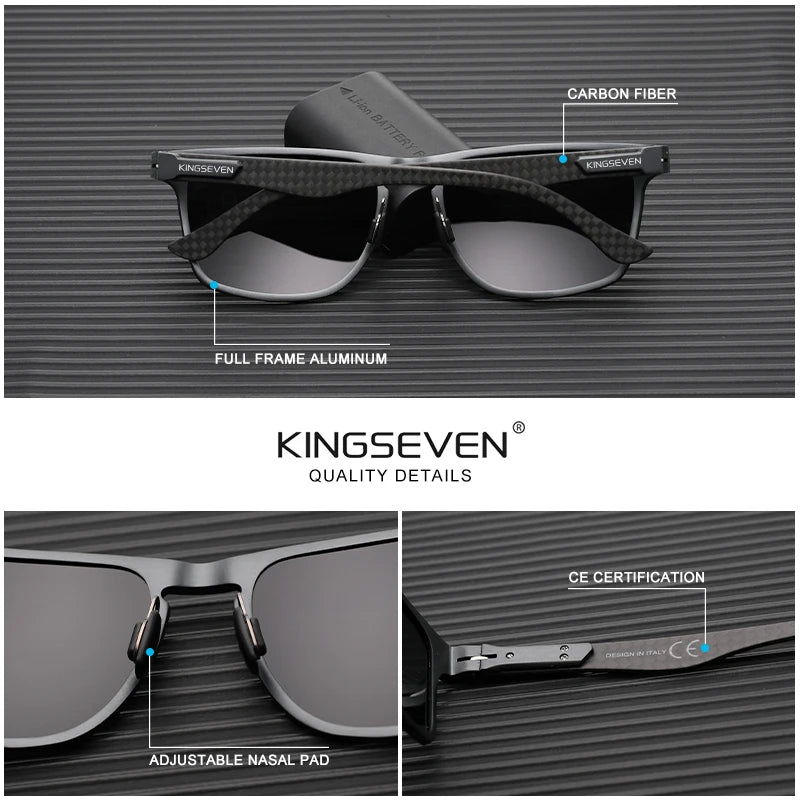 KINGSEVEN Luxury Aluminum Sunglassses For Men Retro Rectang Polarized UV400 Glasses Driving Sports Women New Fashion Accessory