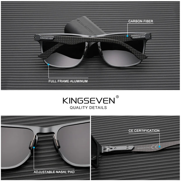 KINGSEVEN Luxury Aluminum Sunglassses For Men Retro Rectang Polarized UV400 Glasses Driving Sports Women New Fashion Accessory