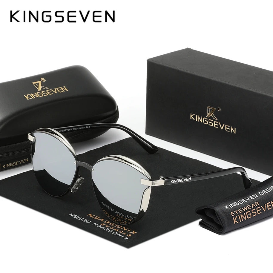 KINGSEVEN Fashion Cat Eye Polarized Sunglasses Women Luxury Ladies Driving Butterfly Glasses Men UV400 Large Frame Eyewear