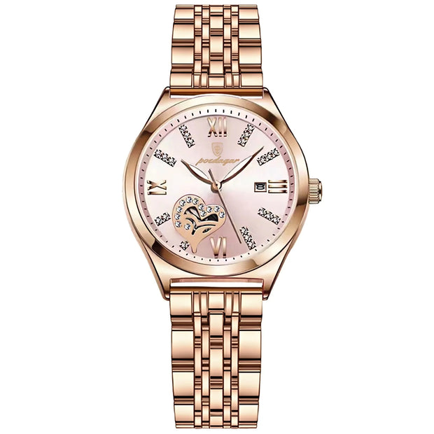 POEDAGAR Luxury Watches For Women Waterproof Luminous Date Stainless Steel Woman Watch Elegant Fashion Quartz Ladies Wristwatch