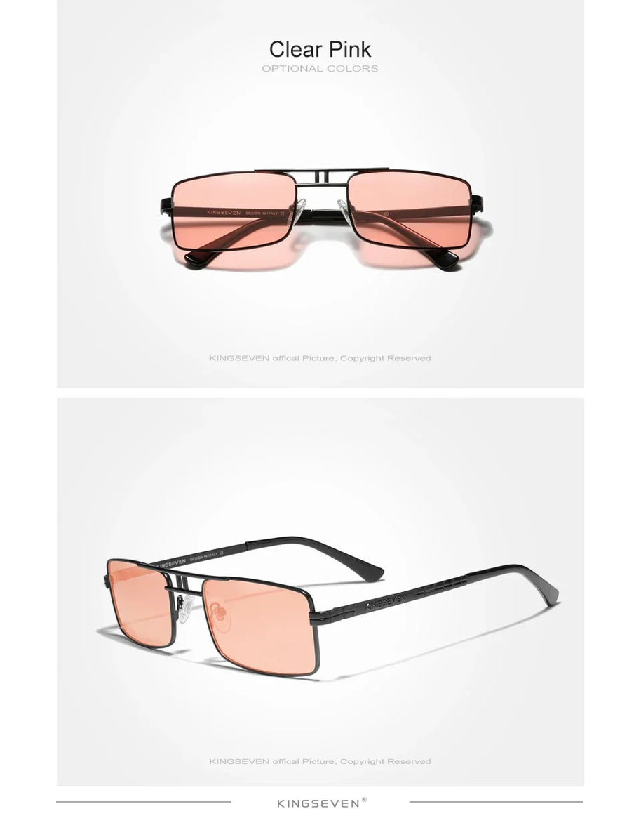 KINGSEVEN Original Fashion Polarized UV400 Sunglasses Vintage Rectangle Frame Men Women Driving Alloy Glasses Outdoor Eyewear