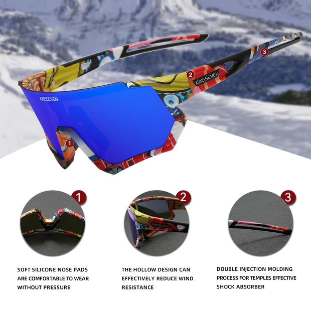 KINGSEVEN 2024 Men Sunglasses Mountain Cycling Sunglasses Large Frame Sun Glasses Goggles Men's Women Bicycle Sports
