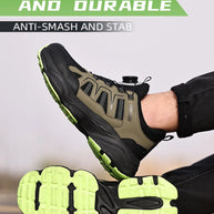 Men Safety Shoes Rotating button Work Sneakers Industrial Puncture-Proof Anti-smash Steel Toe Work Shoes Protective Safety Boots