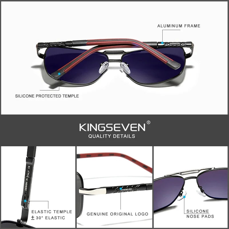 KINGSEVEN Aluminum Sunglasses Men/Women‘s Polarized UV400 Fashion Sunscreen Glasses Classical Driving Rectangle Business Eyewear