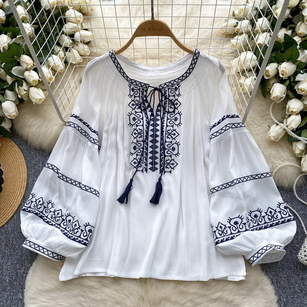 Autumn New 2025 Woman Shirts & Blouses Hit Color Pattern Blusas Loose Casual Ropa Mujer Long Sleeve Camisas Women Clothing