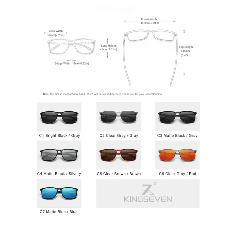 KINGSEVEN Large Frame Sunglasses Men/Women Polarized UV400 Lens Causal Glasses Vintage Rectangle Fishing Driving Outdoor Eyewear