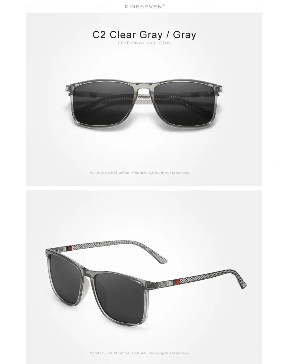 KINGSEVEN Large Frame Sunglasses Men/Women Polarized UV400 Lens Causal Glasses Vintage Rectangle Fishing Driving Outdoor Eyewear