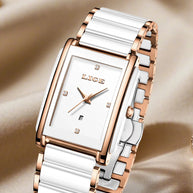 LIGE Fashion Square Quartz Woman Watches Ceramics Elegant Simple Diamond Auto Date Romantic Birthday Gift Leisure Wristwatch New