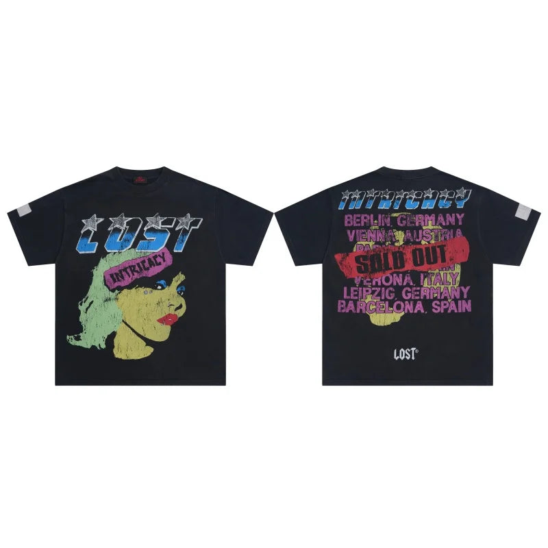 Lost Intricacy Oversized Streetwear T-Shirt Unique Print Lightweight Fashion Top