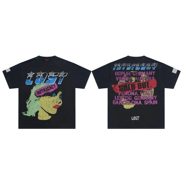 Lost Intricacy Oversized Streetwear T-Shirt Unique Print Lightweight Fashion Top