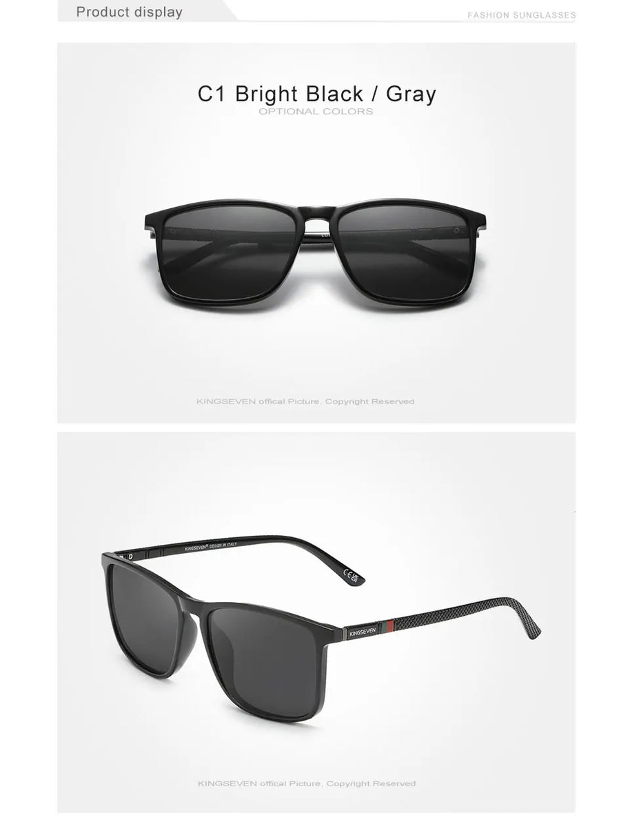 KINGSEVEN Large Frame Sunglasses Men/Women Polarized UV400 Lens Causal Glasses Vintage Rectangle Fishing Driving Outdoor Eyewear