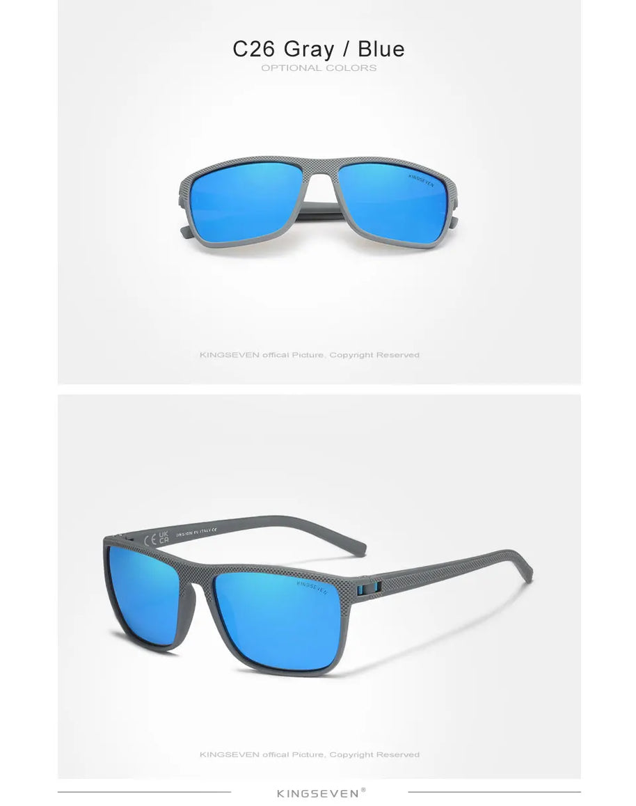 Kingseven Mirror Lens Sunglasses For Men And Woman HD Polarization UV400 Eye Protection Glasses Graininess Scrub Design Eyewear