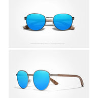 KINGSEVEN 2023 Black Walnut Wooden Sunglasses For Men Polarized UV400 Protection Round Lens Retro Eyewear Women Handmade Glasses