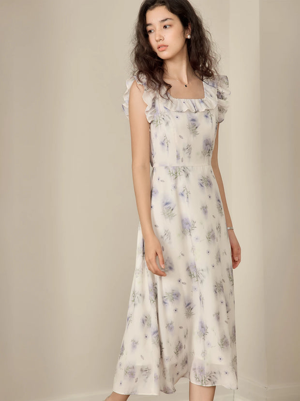 ZIQIAO Petite Size Women's French-Style Holiday Print Dress with Unique Waist-Cinching Design for Summer 2025 25ZQ92207