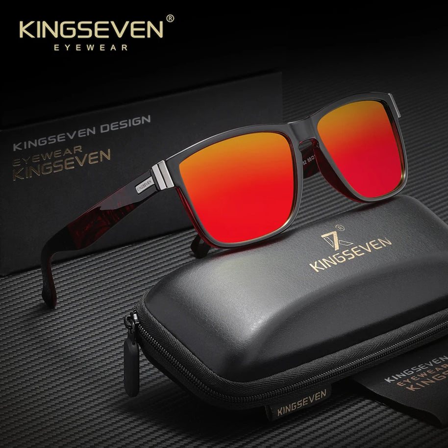 KINGSEVEN Luxury Sunglasses Men Women Travel Driving Square Frame Anti-Glare TR90 Polarized UV400 Trendy Male Fishing Eyewear