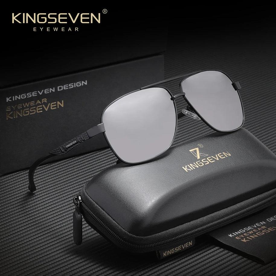 KINGSEVEN Alloy Luxury Male Sunglasses Anti-Glare Lens Large Frame Glasses Men Women UV400 Polarized Classical Driving Eyewear