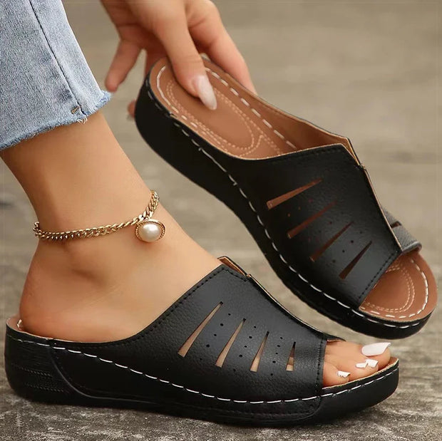 Women Sandals Peep Toe Heels Sandals Summer Wedge Shoes Women Heeled Sandals 2024 New Wedges Slippers Women's Summer Footwear