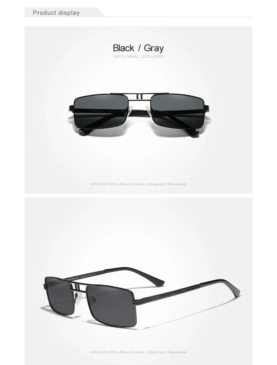 KINGSEVEN Original Fashion Polarized UV400 Sunglasses Vintage Rectangle Frame Men Women Driving Alloy Glasses Outdoor Eyewear