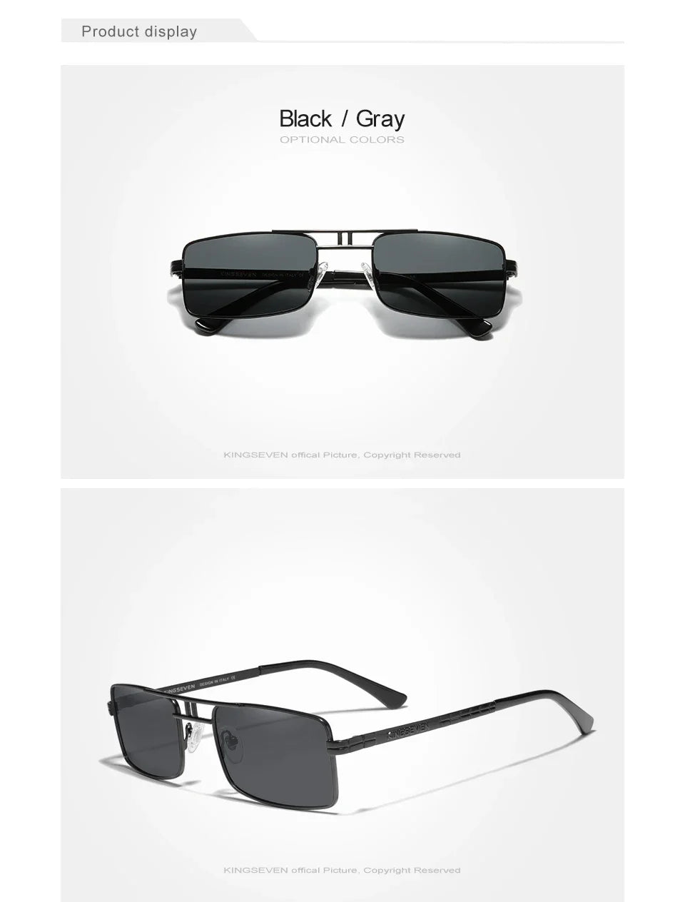 KINGSEVEN Original Fashion Polarized UV400 Sunglasses Vintage Rectangle Frame Men Women Driving Alloy Glasses Outdoor Eyewear