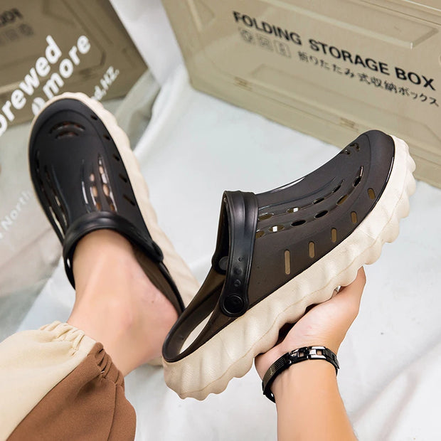 New men's summer clogs, suitable for sports and outdoor wear, with non - slip design, closed - toe style, and breathable feature