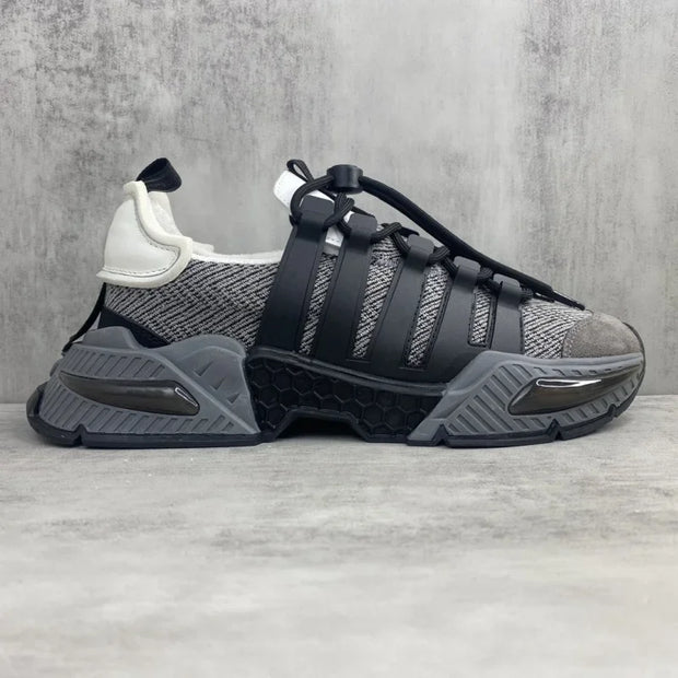 2025 New Sneakers Men Breathable Round Toe Platform No Tie Shoelaces Thick Sole Comfortable Sport Fashion Casual Walking Shoes