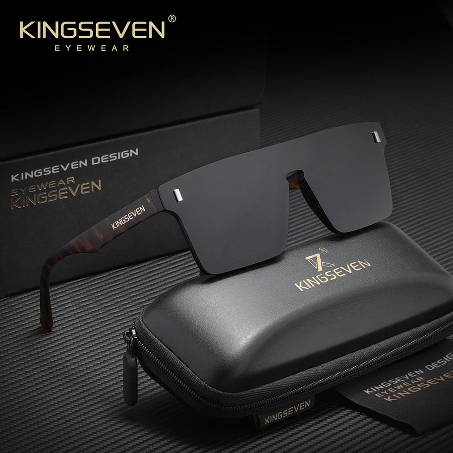 KINGSEVEN New Fashion Sunglasses Men Women Anti-Glare Rimeless Square Large Frame Polarized UV400 Outdoor Diving Eyeglasses