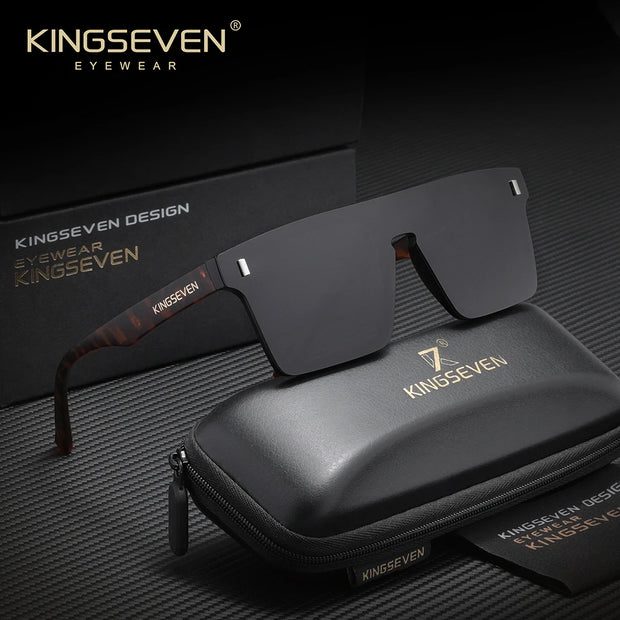 KINGSEVEN New Fashion Sunglasses Men Women Anti-Glare Rimeless Square Large Frame Polarized UV400 Outdoor Diving Eyeglasses