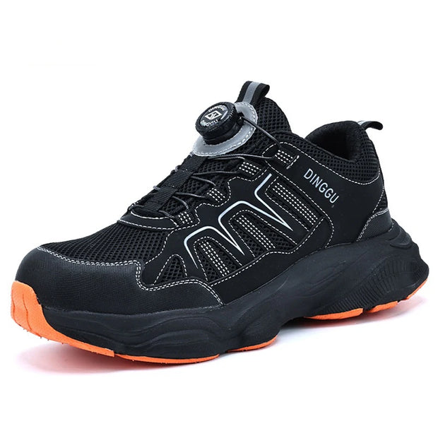 Men Safety Shoes Rotating button Work Sneakers Industrial Puncture-Proof Anti-smash Steel Toe Work Shoes Protective Safety Boots
