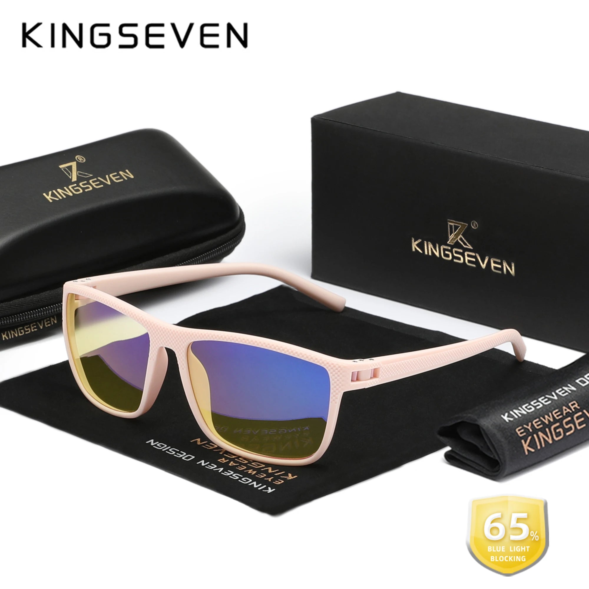 KINGSEVEN New 99% Anti-Blue Ray Glasses Transparent Lens Eyeglasses Men Women Computer Blue Light Blocking Decorative Eyewear