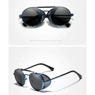 KINGSEVEN Fashion Steampunk Vintage Sunglasses Men Round Lens Polarized Eye Protection Glasses Driving Men's Eyewear