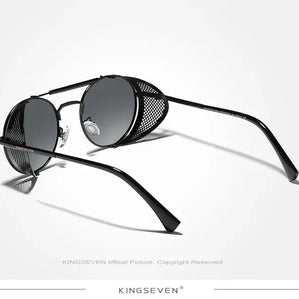 KINGSEVEN Fashion Steampunk Vintage Sunglasses Men Round Lens Polarized Eye Protection Glasses Driving Men's Eyewear