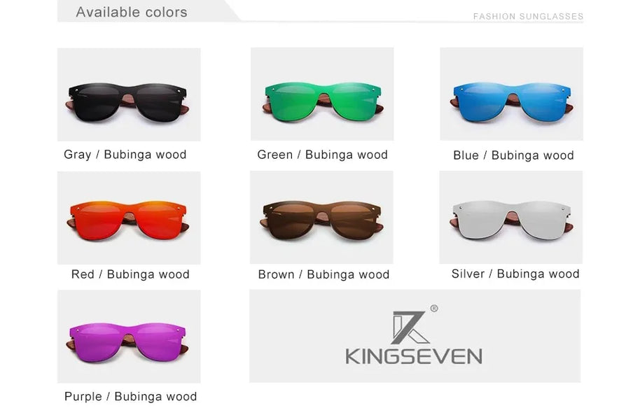 KINGSEVEN Brand Classic Wooden Sunglasses Men/Women Polarized UV400 Mirror Lens Glasses Luxury Wood Frame Retro Eyewear