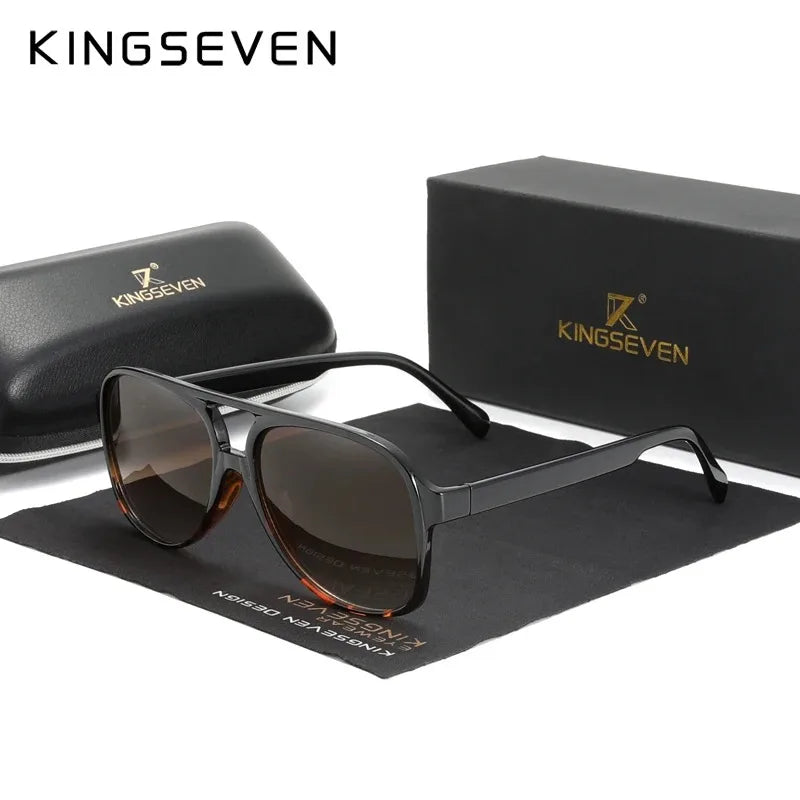KINGSEVEN Classical Driving Sunglasses Women Men Retro Square Large Frame UV400 Glasses Vintage Anti-glare Night Vision Eyewear