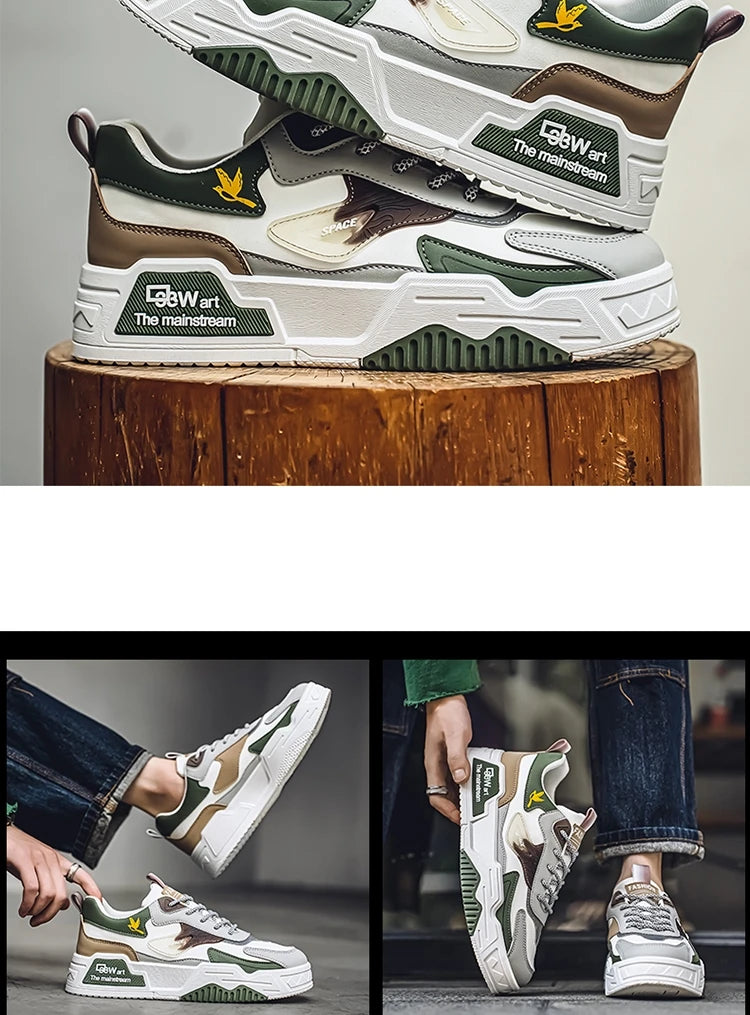 Men's Casual Shoes Soft Sole Breathable Leather Shoes Comfort Trainer Running Jogging Shoes Lightweight Walking Sneakers Male