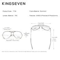KINGSEVEN New Brand Men Aluminum Sunglasses Polarized UV400 Male Glasses Women Pilot Fashion Luxury Driving Summer Eyewear