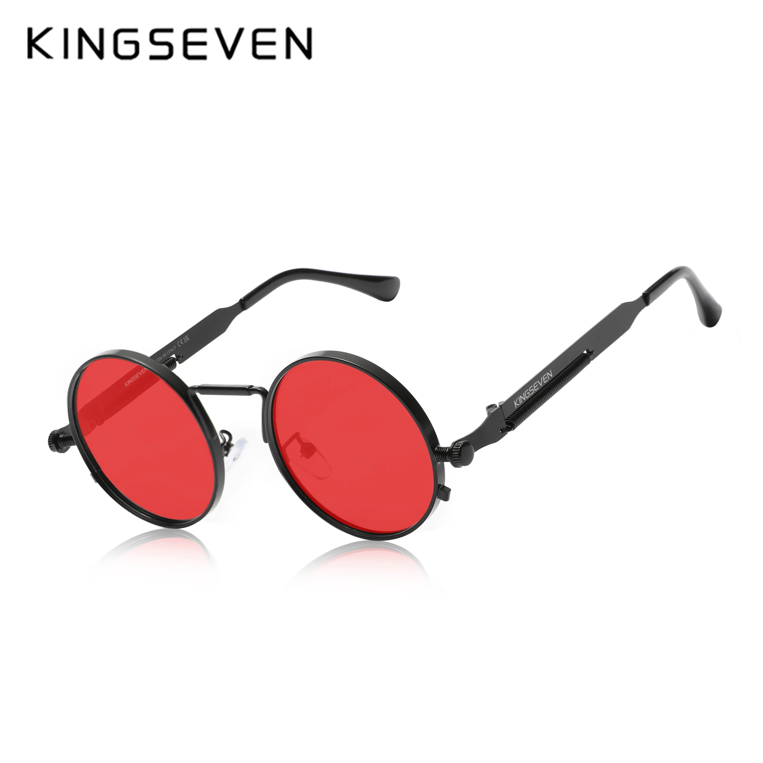 KINGSEVEN Brand Retro Sunglasses Gothic Steampunk Polarized UV400 Men Women Eyewear Round Frame Outdoor Photochromic Glasses